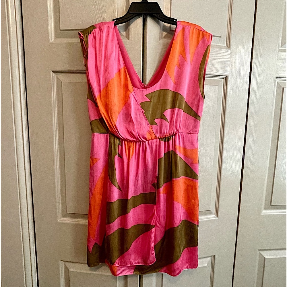 Tibi Tropical Color Sleeveless Silk Dress